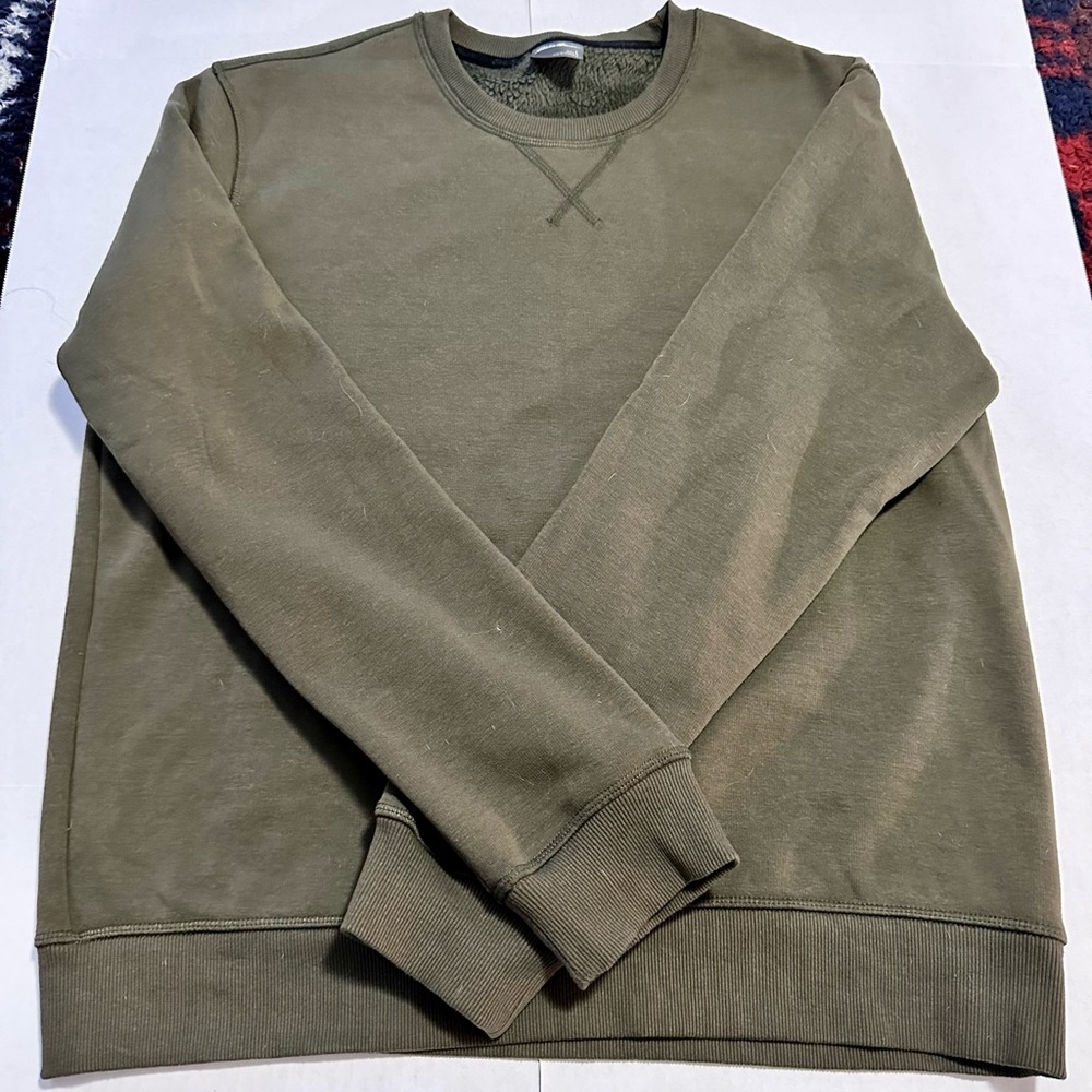 Eddie Bauer Men’s Fleece-Lined Crewneck Sweater – Olive Green, Size L